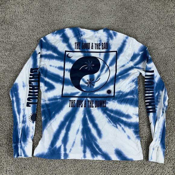 Aeropostale Shirt Mens Medium Blue White Tie Dye The Good The Bad Yin Yang - Picture 1 of 11